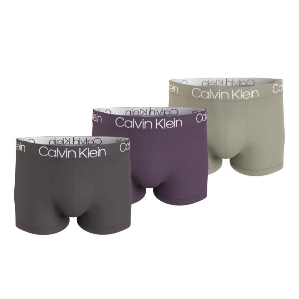 CALVIN KLEIN Boxer Brief Mens XL Grey Plum Tan 3-Pack Ultra Soft Modern Logo